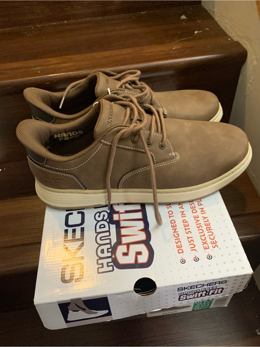 New Skechers Men's Tan Brown Lace-Up Casual Slip-On Shoes. Size 9.5 - Picture 4 of 11